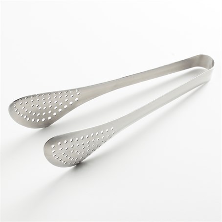 Serving Tongs, Stainless Steel, Satin,  Perforated, 8-1/2" L