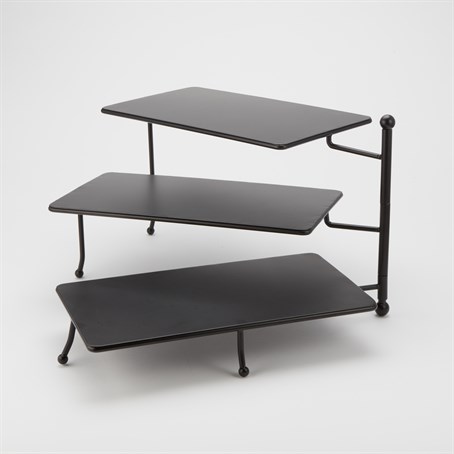 Stand, Three-Tier, Rectangular, Foldable, Black