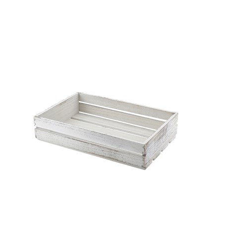 Wooden Crate White Wash Finish 35 x 23 x 8cm