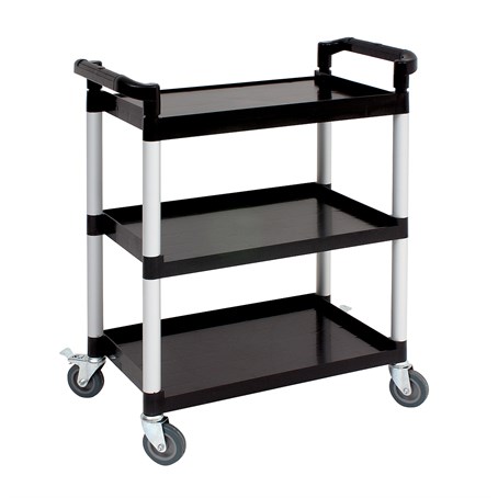 Genware Small 3 Tier PP Trolley Black Shelves