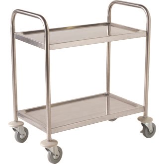 Fully Welded Stainless Steel Trolley - 2 Shelves