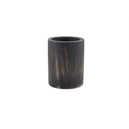 GenWare Black Wash Acacia Wood Cutlery Cylinder