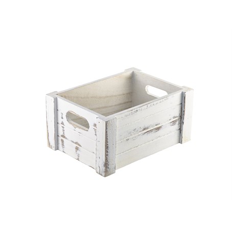 Wooden Crate White Wash Finish 22.8x16.5x11cm