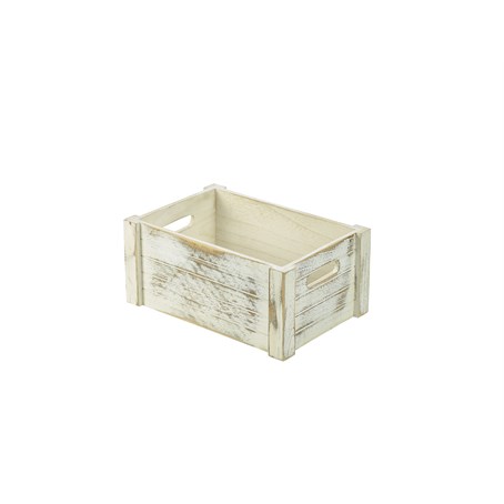 Wooden Crate White Wash Finish 34 x 23 x 15cm