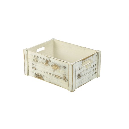 Wooden Crate White Wash Finish 41 x 30 x 18cm