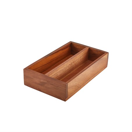 GenWare Acacia Wood 2 Compartment Cutlery Tray