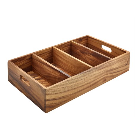 Acacia Wood 4 Compartment Cutlery Tray